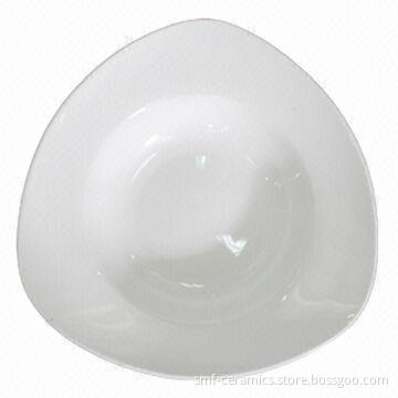 Triangular Soup Plate with 12-inch Top Diameter, Customized Designs and Colors Accepted